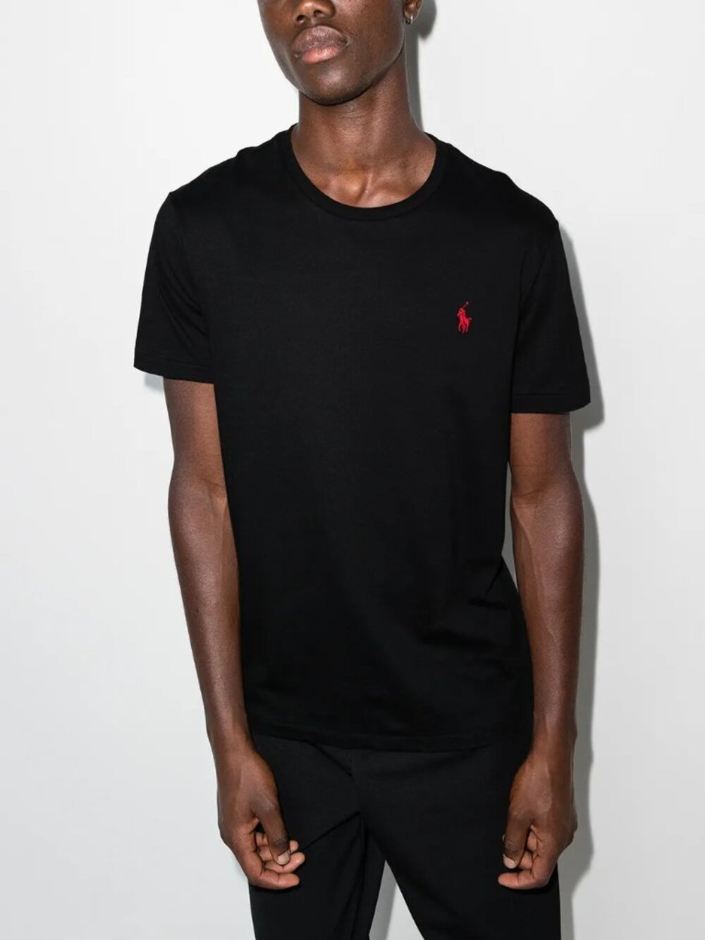 POLO RALPH LAUREN Custom Slim Fit Jersey Crew Neck T-Shirt — MEDIUM — Black